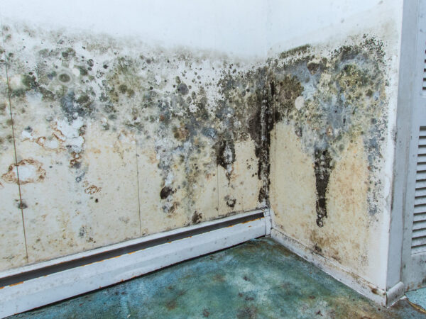 water damaged wall with mold